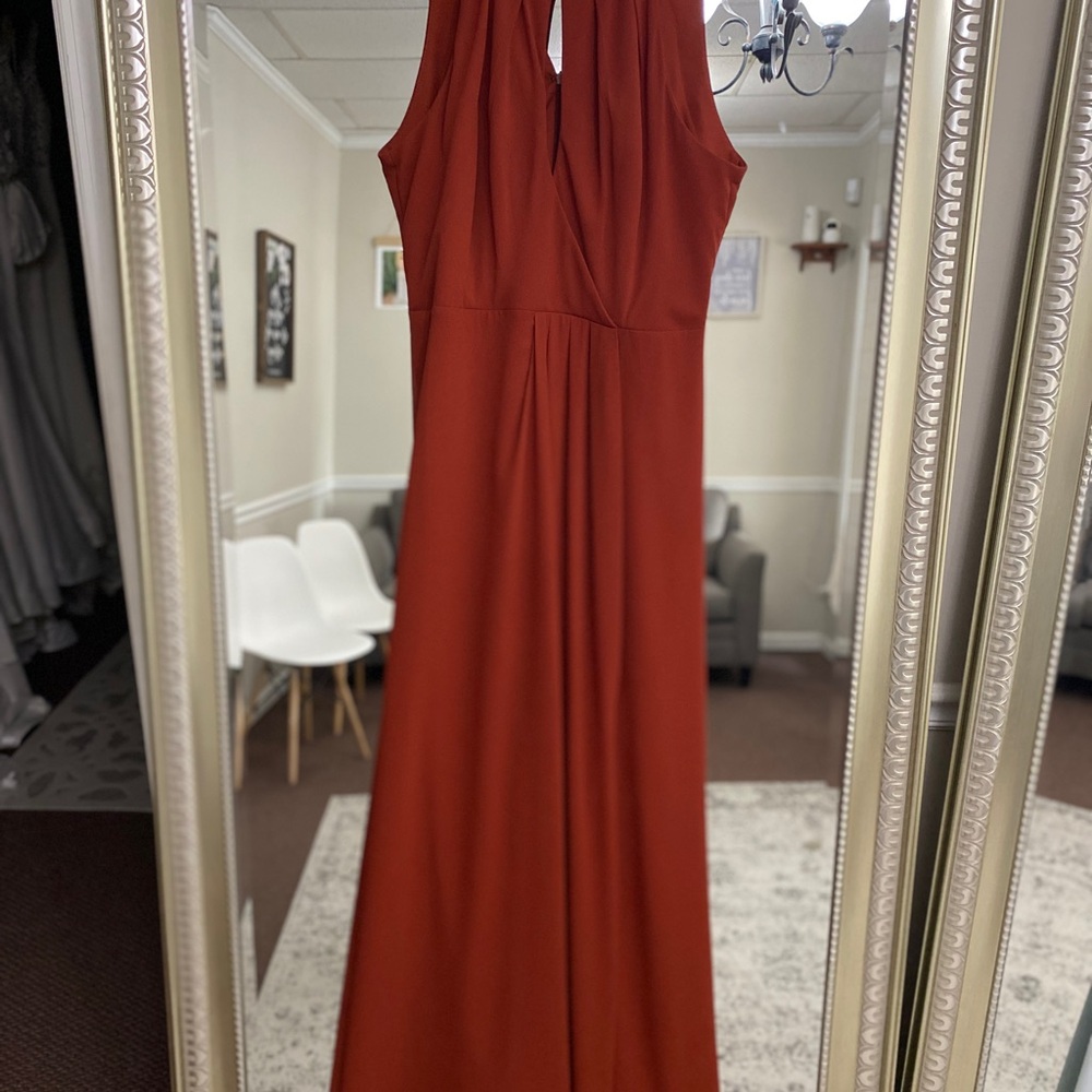 New burnt orange bridesmaid dress